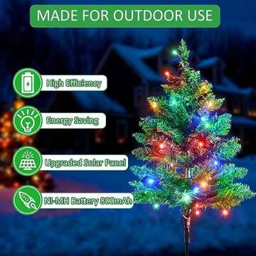 Windpnn Upgraded 6-Pack 120 LED Solar Christmas Garden Stake Lights, Outdoor Waterproof Solar Xmas T...