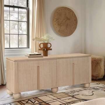 Meridian Furniture 77023Natural Cardiff Collection Modern | Contemporary Sideboard/Buffet with Rich ...