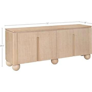 Meridian Furniture 77023Natural Cardiff Collection Modern | Contemporary Sideboard/Buffet with Rich Natural Oak Finish, Solid Wood, Oak Vener, 72" W x 18" D x 29.5" H, Natural