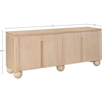Meridian Furniture 77023Natural Cardiff Collection Modern | Contemporary Sideboard/Buffet with Rich Natural Oak Finish, Solid Wood, Oak Vener, 72" W x 18" D x 29.5" H, Natural
