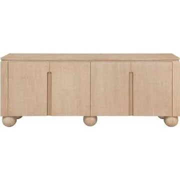 Meridian Furniture 77023Natural Cardiff Collection Modern | Contemporary Sideboard/Buffet with Rich Natural Oak Finish, Solid Wood, Oak Vener, 72" W x 18" D x 29.5" H, Natural