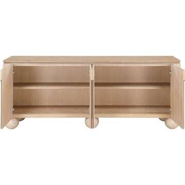 Meridian Furniture 77023Natural Cardiff Collection Modern | Contemporary Sideboard/Buffet with Rich Natural Oak Finish, Solid Wood, Oak Vener, 72" W x 18" D x 29.5" H, Natural