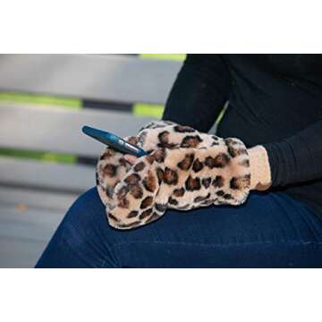 Funky Junque Warm Faux Fur Mittens for Women - Cozy Convertible Gloves