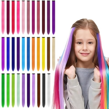 32 PCS Clip in Colored Hair Extensions for Kids - BeaHot's Vibrant Rainbow Hairpieces for Fashion & ...