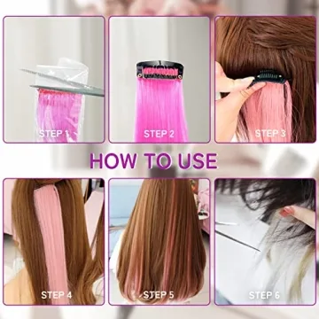 32 PCS Clip in Colored Hair Extensions for Kids