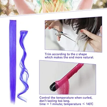 32 PCS Clip in Colored Hair Extensions for Kids