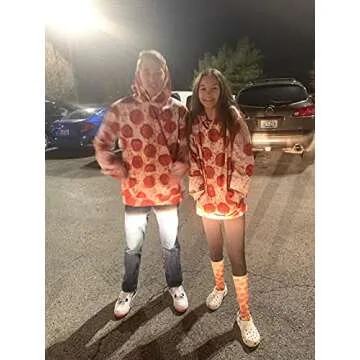 Goodstoworld Unisex Fashion Cool Hoodies Men Women 3D Food Pizza Patterns Print Pullover Hoodie Novelty Hooded Long Sleeves Winter Outfits Top Hat Sweatshirt Casual with Pockets Orange