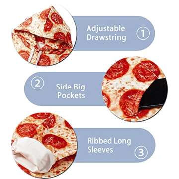 Goodstoworld Unisex Fashion Cool Hoodies Men Women 3D Food Pizza Patterns Print Pullover Hoodie Novelty Hooded Long Sleeves Winter Outfits Top Hat Sweatshirt Casual with Pockets Orange