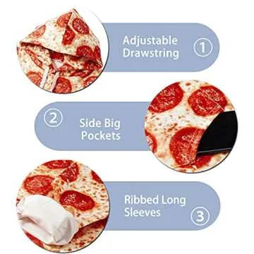 Goodstoworld Unisex Fashion Cool Hoodies Men Women 3D Food Pizza Patterns Print Pullover Hoodie Novelty Hooded Long Sleeves Winter Outfits Top Hat Sweatshirt Casual with Pockets Orange