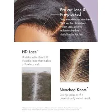 LUVME HAIR 12 Inch Light Yaki Loose Wave Wig Gorgeous Human Hair, Undetectable HD Lace Glueless Bob Wigs Human Hair Pre Plucked, Pre Cut Lace Wig Short Natural Black Wig