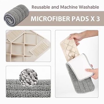 HOMTOYOU Spray Mop Reusable Pads Refillable Bottle