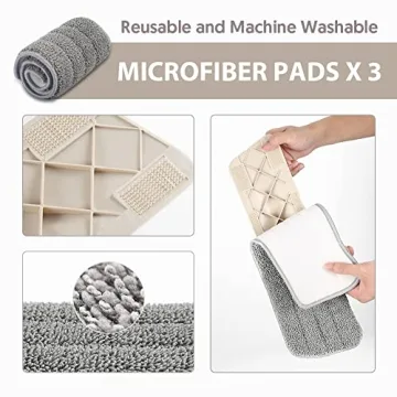 HOMTOYOU Spray Mop Reusable Pads Refillable Bottle