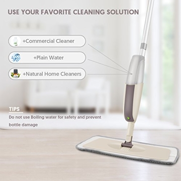 HOMTOYOU Spray Mop Reusable Pads Refillable Bottle