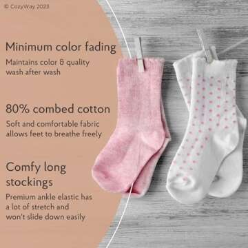CozyWay Baby Knee High Socks For Baby Girls Infant 0-6 Months 3-3 Pack