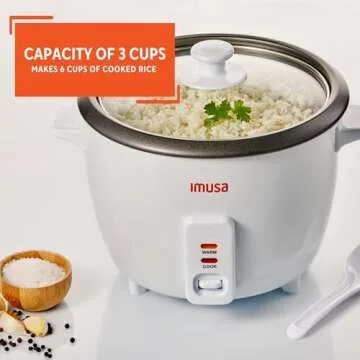 IMUSA Cooked Rice Cooker NonStick Electric 3-Cup