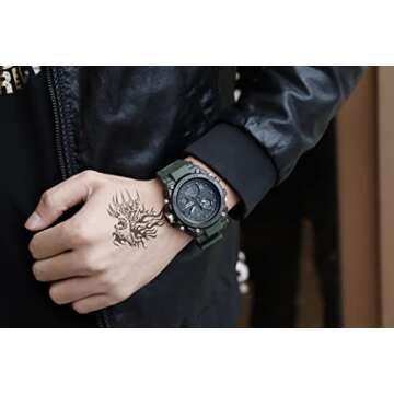 AIMES Men's Watches Sports Outdoor Waterproof Military Watch Date Multi Function Tactics LED Alarm Stopwatch