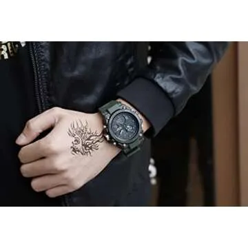 AIMES Men's Watches Sports Outdoor Waterproof Military Watch Date Multi Function Tactics LED Alarm Stopwatch