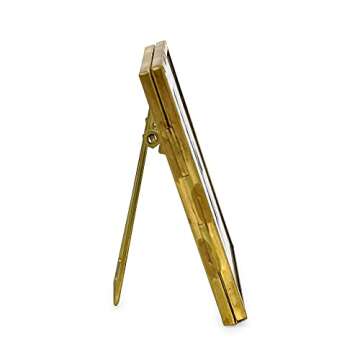 Isaac Jacobs 2x3, Antique Gold, Vintage Style Brass and Glass, Metal Floating Picture Frame (Vertical) with Locket Closure, for Photos, Art, & More, Tabletop Display (2x3 Antique Gold)