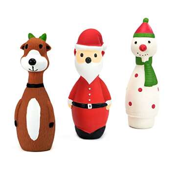 CHIWAVA 3 Pack Small Christmas Dog Toys for Interactive Dogs Latex Squeaky Santa Toy