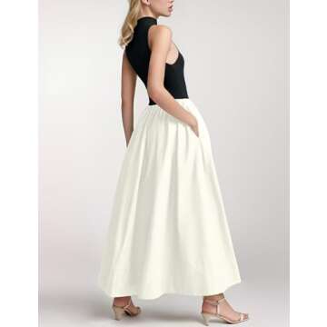 Lauweion Women's Summer Sleeveless Turtleneck Maxi Dress Patchwork Casual Flowy Mock Neck Tank Top D...