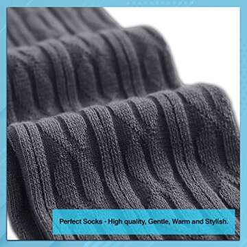 AATMart Awesome Women's 4 Pairs Thigh High Cotton Socks Soft, Super Durable Perfect as Winter Socks ATT1024 Size 6-9 (Black,Coffee,Dark Grey, Beige)