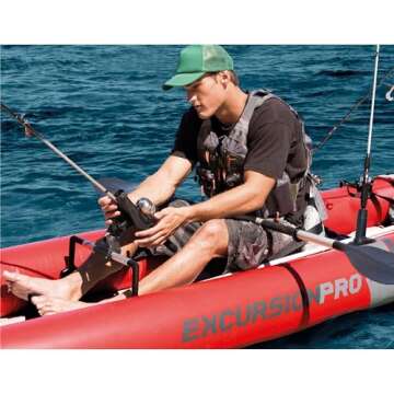 Intex 68309EP Excursion Pro K2 Inflatable Kayak Set: Includes Deluxe 86in Kayak Paddles and High-Output Pump – SuperTough PVC – Adjustable Bucket Seat – 2-Person – 400lb Weight Capacity