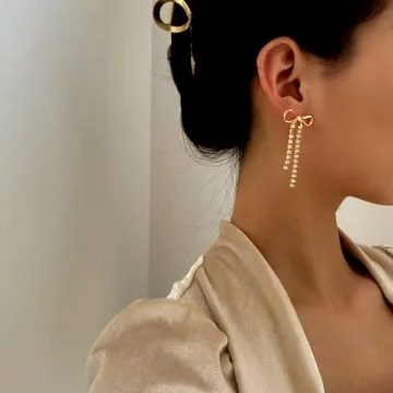 Crystal Rhinestone Pearl Bow Stud Earrings Elegant Sparkle