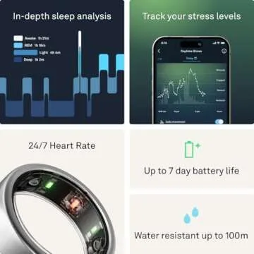 Oura Ring Gen3 Horizon - Brushed Titanium - Size 6 - Smart Ring - Size First with Oura Ring Gen3 Sizing Kit - Sleep Tracking Wearable - Heart Rate - Fitness Tracker - 5-7 Days Battery Life
