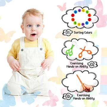 20 Pieces Fine Motor Skills Handy Scooper Set, Include 8 Tweezers, 2 Jumbo Scissors Clip and 10 Assorted Colors Sorting Bowls for Children Age Over 5, Early Skill Development and Counting Training Toy