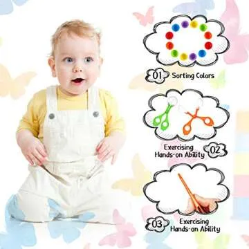 20 Pieces Fine Motor Skills Handy Scooper Set, Include 8 Tweezers, 2 Jumbo Scissors Clip and 10 Assorted Colors Sorting Bowls for Children Age Over 5, Early Skill Development and Counting Training Toy