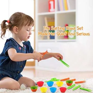 20 Pieces Fine Motor Skills Handy Scooper Set, Include 8 Tweezers, 2 Jumbo Scissors Clip and 10 Assorted Colors Sorting Bowls for Children Age Over 5, Early Skill Development and Counting Training Toy