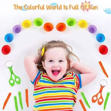 20 Pieces Fine Motor Skills Handy Scooper Set, Include 8 Tweezers, 2 Jumbo Scissors Clip and 10 Assorted Colors Sorting Bowls for Children Age Over 5, Early Skill Development and Counting Training Toy