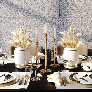 Brass Taper Candle Holders Set of 3 for Home Decor