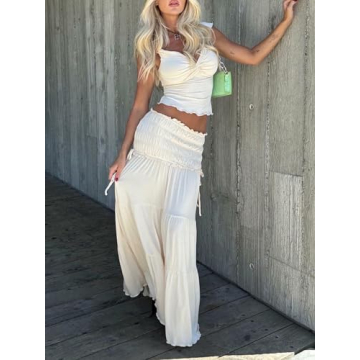 Fashionable Women Two Piece Ruffle V Neck Outfit Set