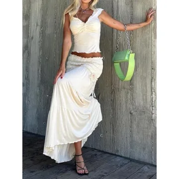 Fashionable Women Two Piece Ruffle V Neck Outfit Set