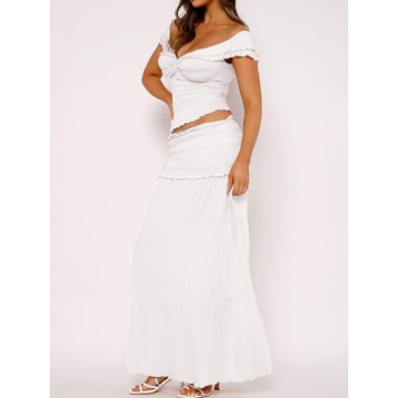 Fashionable Women Two Piece Ruffle V Neck Outfit Set