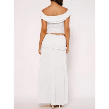 Fashionable Women Two Piece Ruffle V Neck Outfit Set