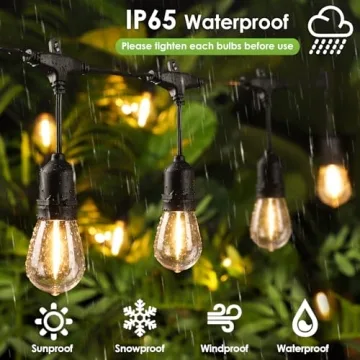 Larkvue 48FT Dimmable Outdoor String Lights with Remote