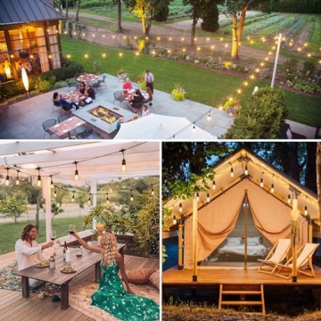 Larkvue 48FT Dimmable Outdoor String Lights with Remote