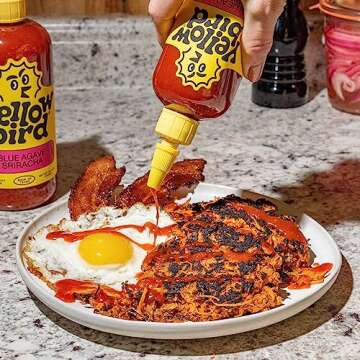 Blue Agave Sriracha Hot Sauce by Yellowbird - Jalapeno, Garlic & Agave Chili Pepper Sauce - Homegrow...