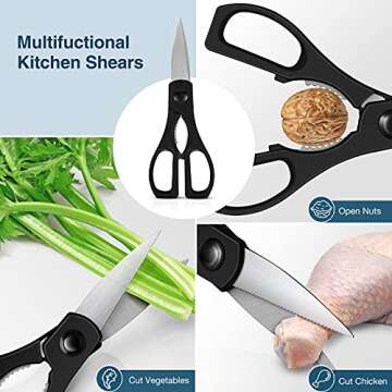 Homever Kitchen Knife Block Set, 19 Pcs Super Sharp Stainless Steel Chef Knife Sets, Serrated Steak Knives Set, Bread Knife, Scissor, Sharpener (Black)