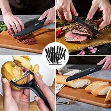 Homever Kitchen Knife Block Set - 19 Pcs Sharp Chef Knives