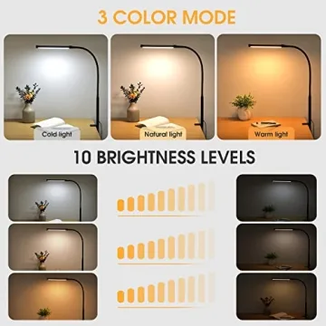 Versatile Voncerus LED Desk Lamp with Clamp, 3 Modes