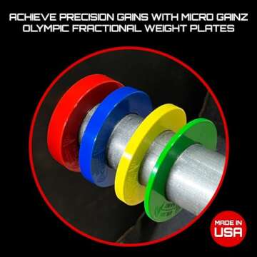Micro Gainz Calibrated Fractional Weight Plates Set, 8 Piece Olympic Weight Plates Set with Bag, Des...
