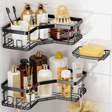 MAXIFFE Shower Caddy Organizer, 3-Pack Corner Shower Caddy Organizer Shelves Storage Rack Accessorie...
