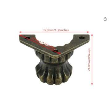Faotup 20Pcs Retro Jewelry Boxes Feet Antique Brass Box Legs Decorative Box Legs Hardware Retro Desi...