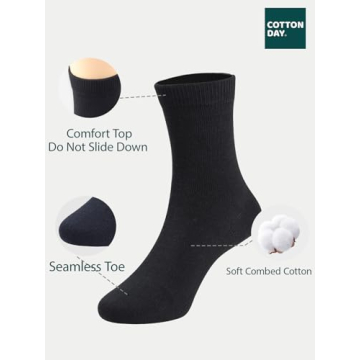 COTTON DAY Unisex Little Kids Youth Boys Girls Soft Cotton Crew Dress Socks Seamless Toe 6 Pack 4-6 ...