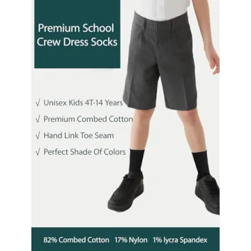 COTTON DAY Kids Soft Cotton Crew Socks Seamless Toe 6 Pack