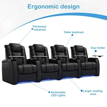 Weilianda Top Grain Leather Dual Power Recliner for Movies