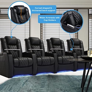 Weilianda Top Grain Leather Dual Power Recliner for Movies